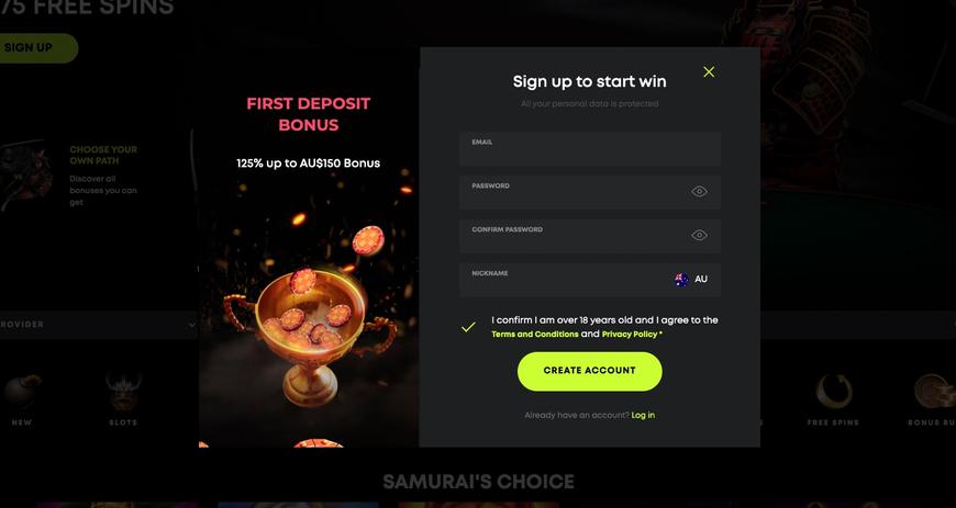 Spin Samurai Casino Registration