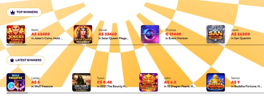 Dazard Casino Top Winners