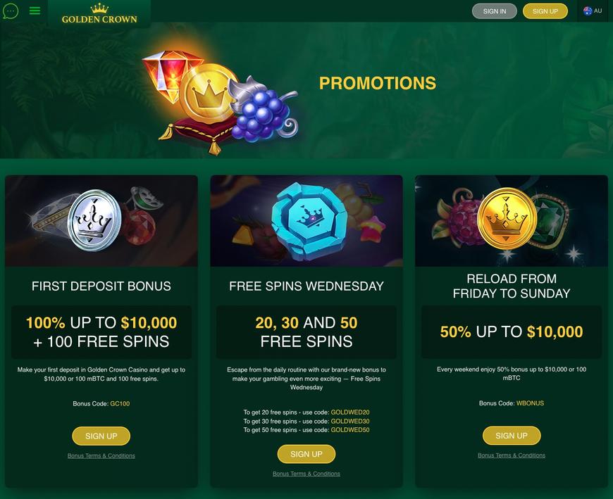 Golden Crown Casino Promotions