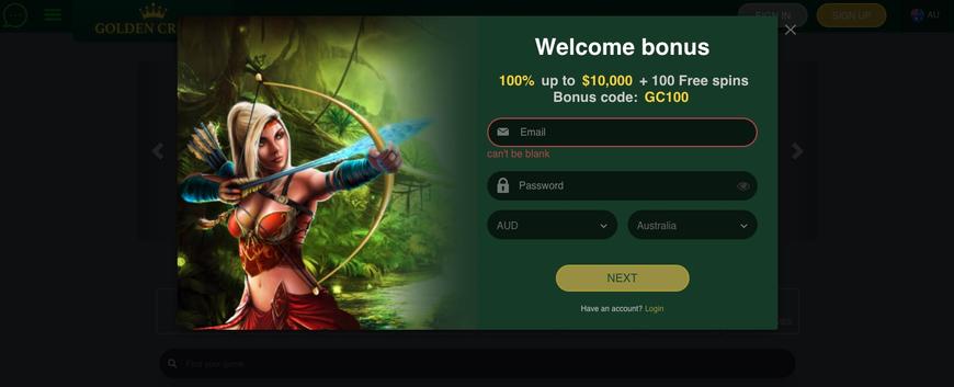 Golden Crown Casino registration