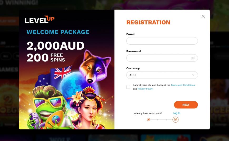 LevelUp Casino registration