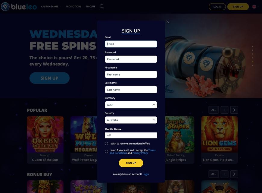 BlueLeo Casino Registration