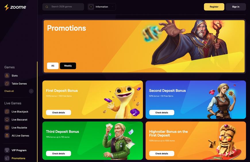 Zoome Casino Bonus